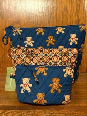 NWT-Vera Bradley-3 Pouch Organizer Set-Bunch of Bears 🐻 Print-$85